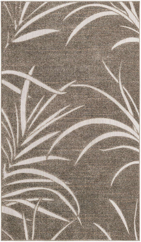 Brown 5' x 8' Outdoor Botanical Rectangle Area Rug Weather Resistant for Patio, Deck, Terrace, Balcony, Porch