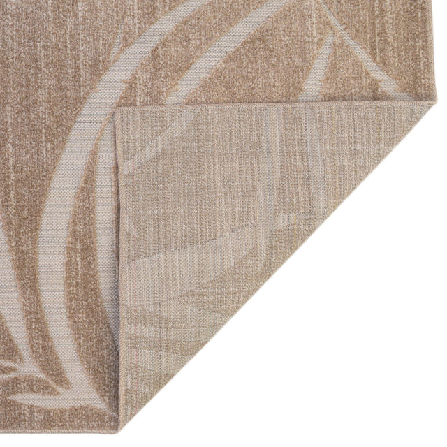 Beige 4' 1 x 6' 1 Outdoor Botanical Rectangle Area Rug Weather Resistant for Patio, Deck, Terrace, Balcony, Porch Polypropylene Garden Floral Tropical Carpet for Sale at Rug Engine