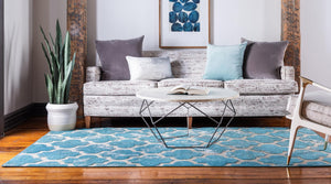 Turquoise 6' 1 x 9' Outdoor Trellis Rectangle Rug