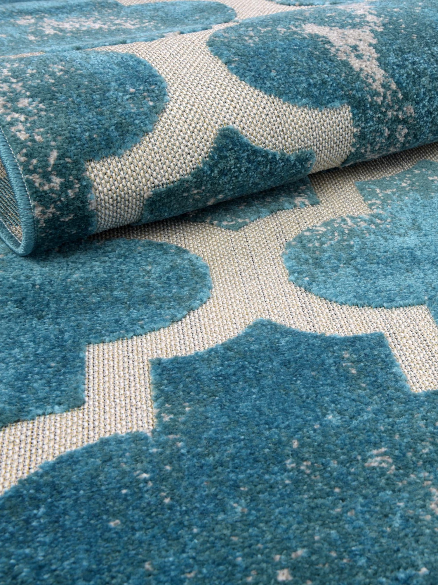 Turquoise 9' x 12' 2 Outdoor Trellis Rectangle Area Rug Weather Resistant for Patio, Deck, Terrace, Balcony, Porch Geometric Design Water Safe Outside Carpet for Sale at Rug Engine