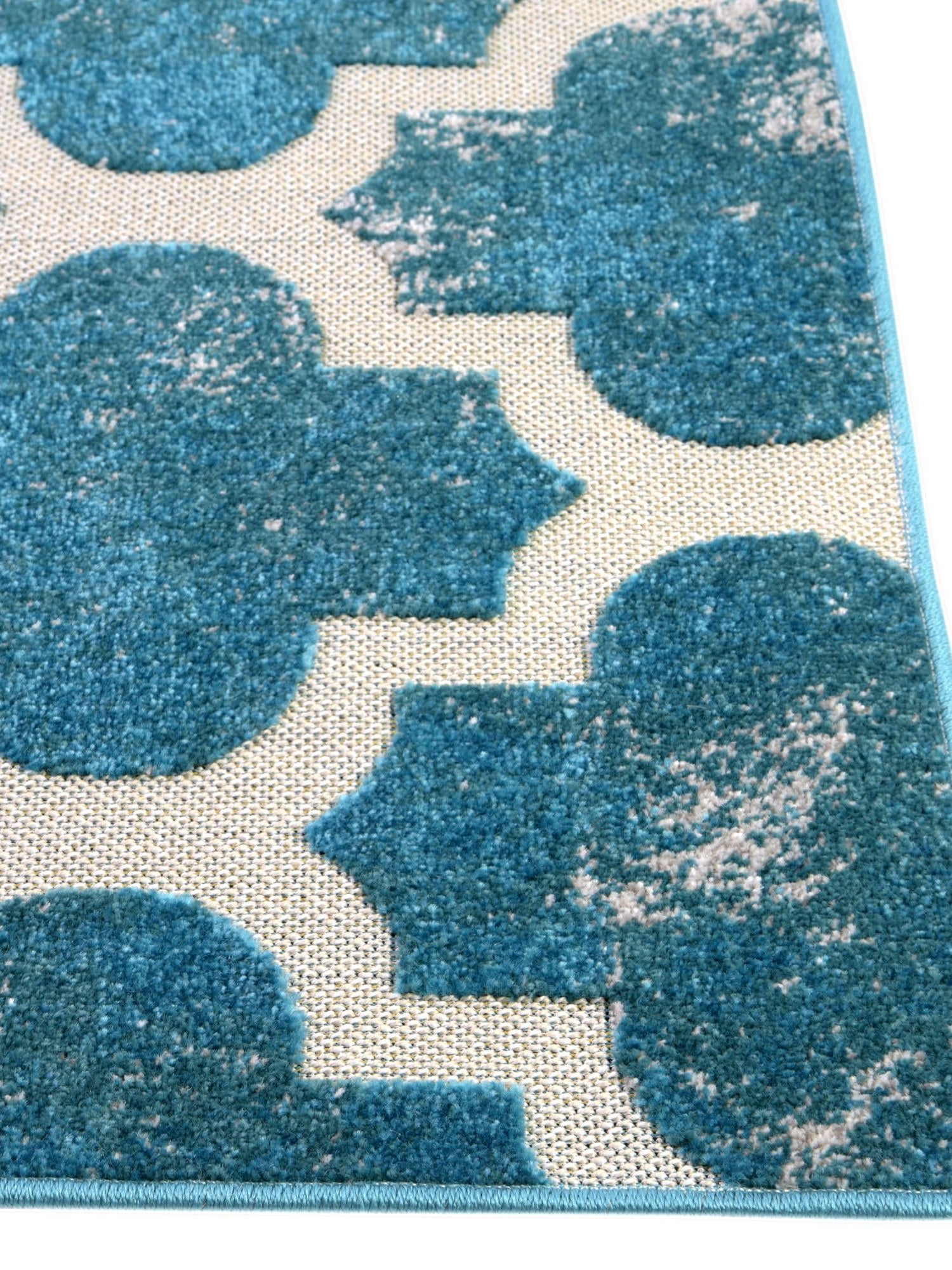 Turquoise 9' x 12' 2 Outdoor Trellis Rectangle Area Rug Weather Resistant for Patio, Deck, Terrace, Balcony, Porch Geometric Design Water Safe Outside Carpet for Sale at Rug Engine