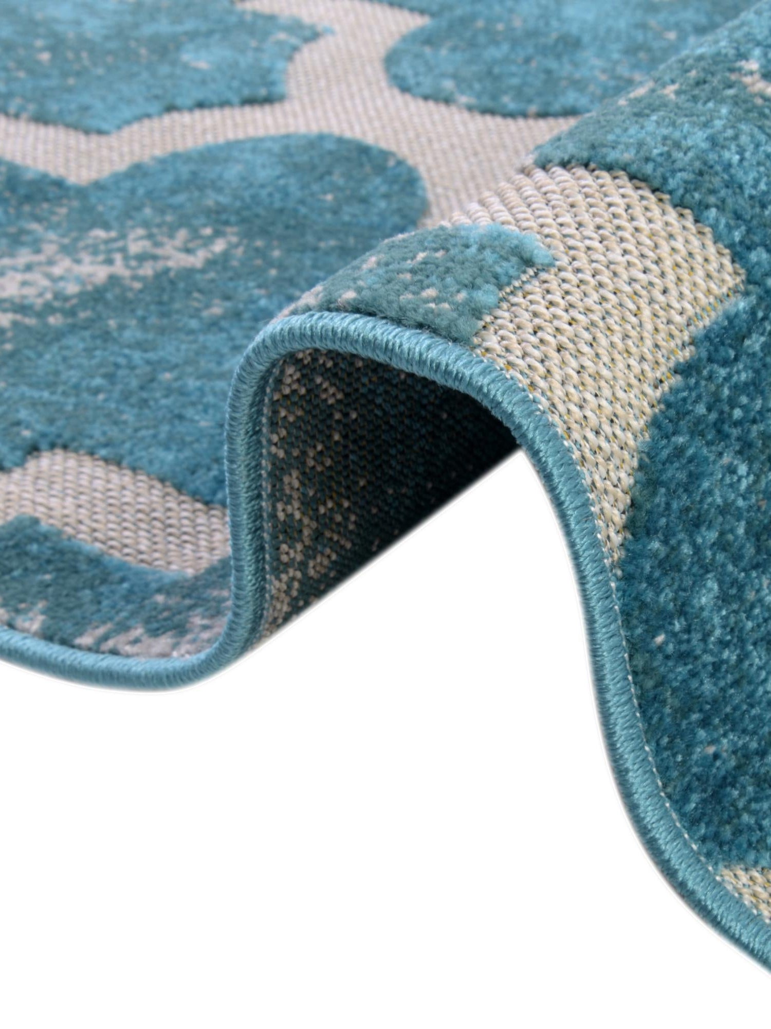 Turquoise 7' 1 x 10' Outdoor Trellis Rectangle Area Rug Weather Resistant for Patio, Deck, Terrace, Balcony, Porch Geometric Design Water Safe Outside Carpet for Sale at Rug Engine