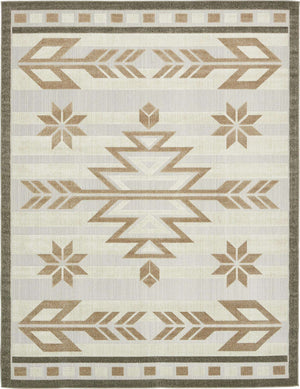 Beige 9' x 12' Outdoor Modern Rectangle Rug