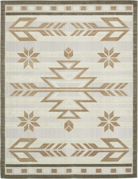 Beige 9' x 12' Outdoor Modern Rectangle Rug