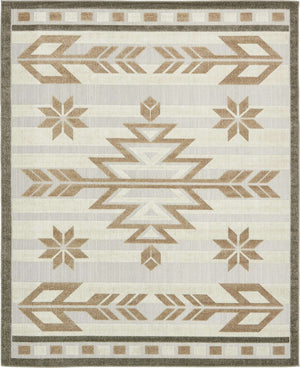 Beige 8' x 10' Outdoor Modern Rectangle Area Rug Weather Resistant for Patio, Deck, Terrace, Balcony, Porch