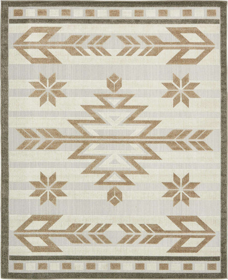 Beige 8' x 10' Outdoor Modern Rectangle Rug