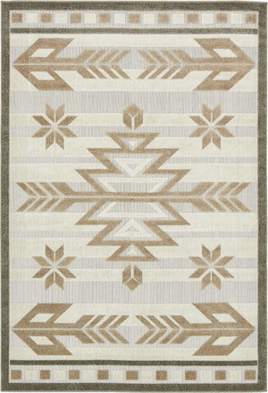 Beige 6' x 9' Outdoor Modern Rectangle Area Rug Weather Resistant for Patio, Deck, Terrace, Balcony, Porch