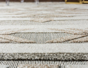 Beige 4' 1 x 6' 1 Outdoor Modern Rectangle Area Rug Weather Resistant for Patio, Deck, Terrace, Balcony, Porch 100% Polypropylene Modern Outside Carpet for Sale at Rug Engine