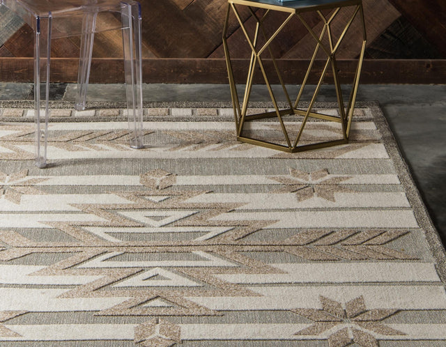 Beige 9' x 12' Outdoor Modern Rectangle Rug
