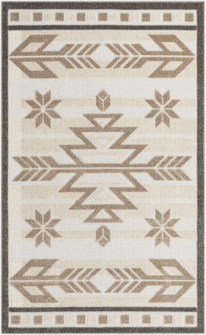 Beige 5' x 8' Outdoor Modern Rectangle Area Rug Weather Resistant for Patio, Deck, Terrace, Balcony, Porch 100% Polypropylene Modern Outside Carpet for Sale at Rug Engine