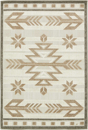 Beige 4' 1 x 6' 1 Outdoor Modern Rectangle Area Rug Weather Resistant for Patio, Deck, Terrace, Balcony, Porch 100% Polypropylene Modern Outside Carpet for Sale at Rug Engine