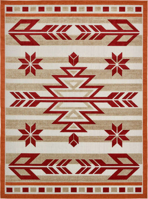 Burgundy 9' x 12' Outdoor Modern Rectangle Rug