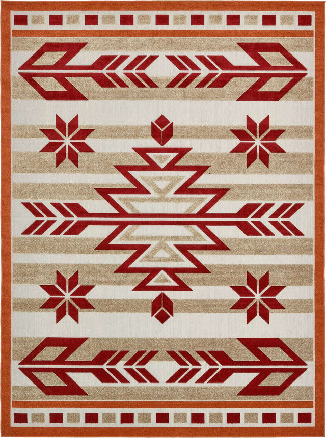 Burgundy 9' x 12' Outdoor Modern Rectangle Rug