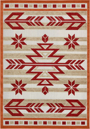 Burgundy 7' x 10' Outdoor Modern Rectangle Area Rug Weather Resistant for Patio, Deck, Terrace, Balcony, Porch
