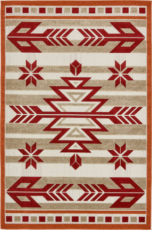 Burgundy 6' x 9' Outdoor Modern Rectangle Area Rug Weather Resistant for Patio, Deck, Terrace, Balcony, Porch 100% Polypropylene Modern Outside Carpet for Sale at Rug Engine