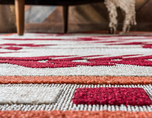 Burgundy 9' x 12' Outdoor Modern Rectangle Rug