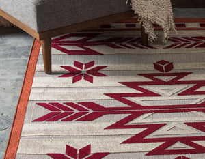 Burgundy 9' x 12' Outdoor Modern Rectangle Rug