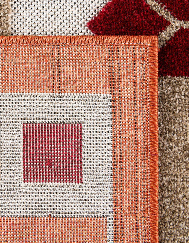 Burgundy 9' x 12' Outdoor Modern Rectangle Rug