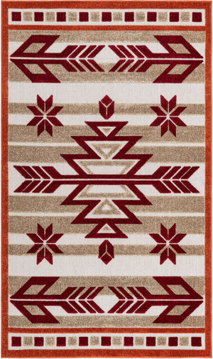 Burgundy 5' 1 x 8' Outdoor Modern Rectangle Area Rug Weather Resistant for Patio, Deck, Terrace, Balcony, Porch