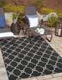 Black 6' 1 x 9' Outdoor Trellis Rectangle Rug