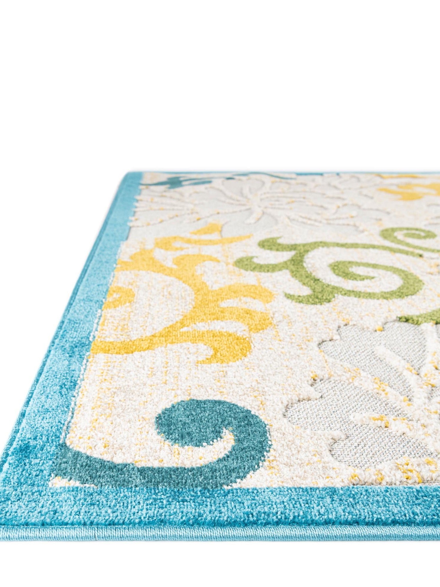 Blue 5' 1 x 8' Outdoor Botanical Rectangle Area Rug Weather Resistant for Patio, Deck, Terrace, Balcony, Porch Polypropylene Garden Floral Tropical Carpet for Sale at Rug Engine