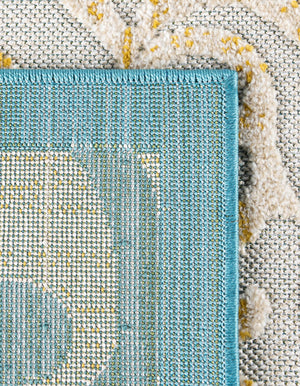 Blue 6' x 9' Outdoor Botanical Rectangle Area Rug Weather Resistant for Patio, Deck, Terrace, Balcony, Porch