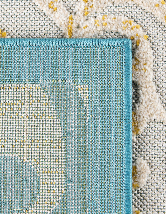 Blue 6' x 9' Outdoor Botanical Rectangle Area Rug Weather Resistant for Patio, Deck, Terrace, Balcony, Porch