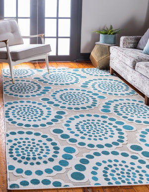 Cream 4' 1 x 6' 1 Outdoor Modern Rectangle Area Rug Weather Resistant for Patio, Deck, Terrace, Balcony, Porch 100% Polypropylene Modern Outside Carpet for Sale at Rug Engine
