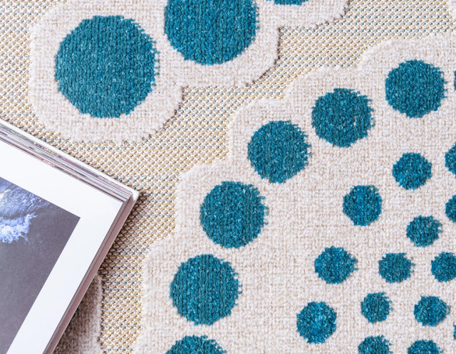 Cream 4' 1 x 6' 1 Outdoor Modern Rectangle Area Rug Weather Resistant for Patio, Deck, Terrace, Balcony, Porch 100% Polypropylene Modern Outside Carpet for Sale at Rug Engine