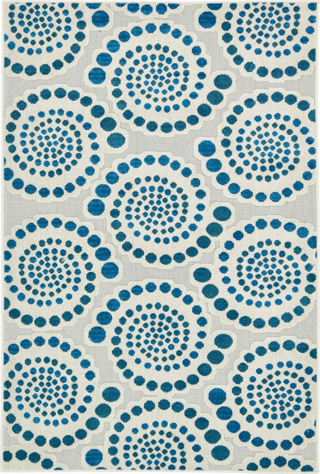 Cream 4' 1 x 6' 1 Outdoor Modern Rectangle Area Rug Weather Resistant for Patio, Deck, Terrace, Balcony, Porch 100% Polypropylene Modern Outside Carpet for Sale at Rug Engine