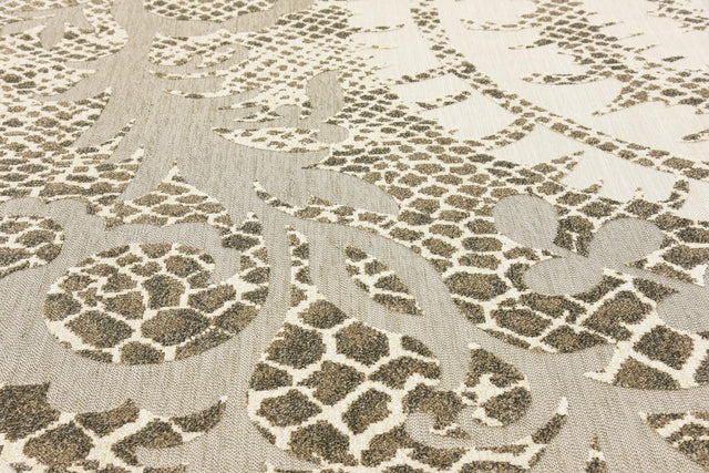 Cream 7' x 10' Outdoor Modern Rectangle Area Rug Weather Resistant for Patio, Deck, Terrace, Balcony, Porch 100% Polypropylene Modern Outside Carpet for Sale at Rug Engine