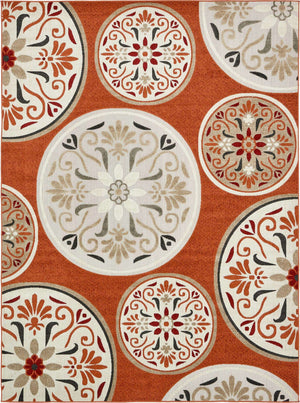 Terracotta 9' x 12' 2 Outdoor Modern Rectangle Area Rug Weather Resistant for Patio, Deck, Terrace, Balcony, Porch 100% Polypropylene Modern Outside Carpet for Sale at Rug Engine