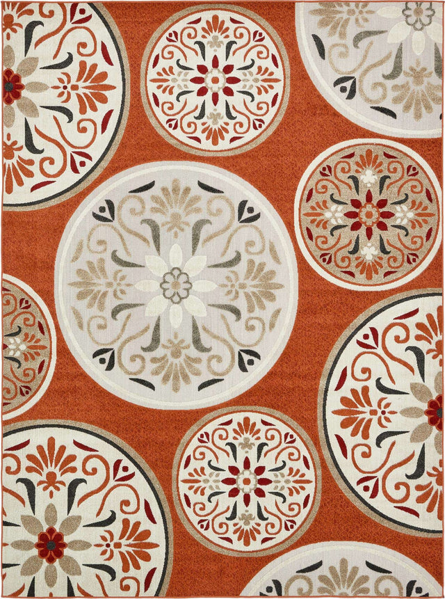 Terracotta 9' x 12' 2 Outdoor Modern Rectangle Area Rug Weather Resistant for Patio, Deck, Terrace, Balcony, Porch 100% Polypropylene Modern Outside Carpet for Sale at Rug Engine