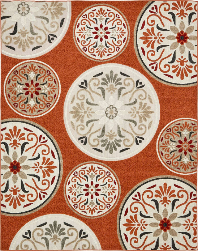 Terracotta 8' x 10' Outdoor Modern Rectangle Area Rug Weather Resistant for Patio, Deck, Terrace, Balcony, Porch 100% Polypropylene Modern Outside Carpet for Sale at Rug Engine