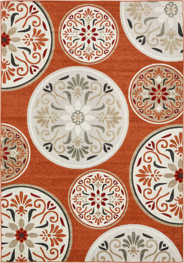 Terracotta 7' 1 x 10' Outdoor Modern Rectangle Area Rug Weather Resistant for Patio, Deck, Terrace, Balcony, Porch 100% Polypropylene Modern Outside Carpet for Sale at Rug Engine