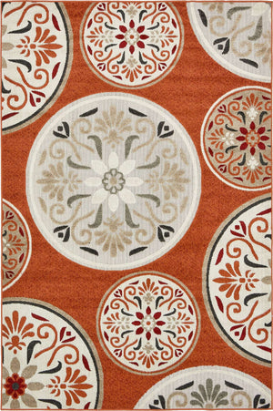 Terracotta 6' 1 x 9' Outdoor Modern Rectangle Area Rug Weather Resistant for Patio, Deck, Terrace, Balcony, Porch 100% Polypropylene Modern Outside Carpet for Sale at Rug Engine
