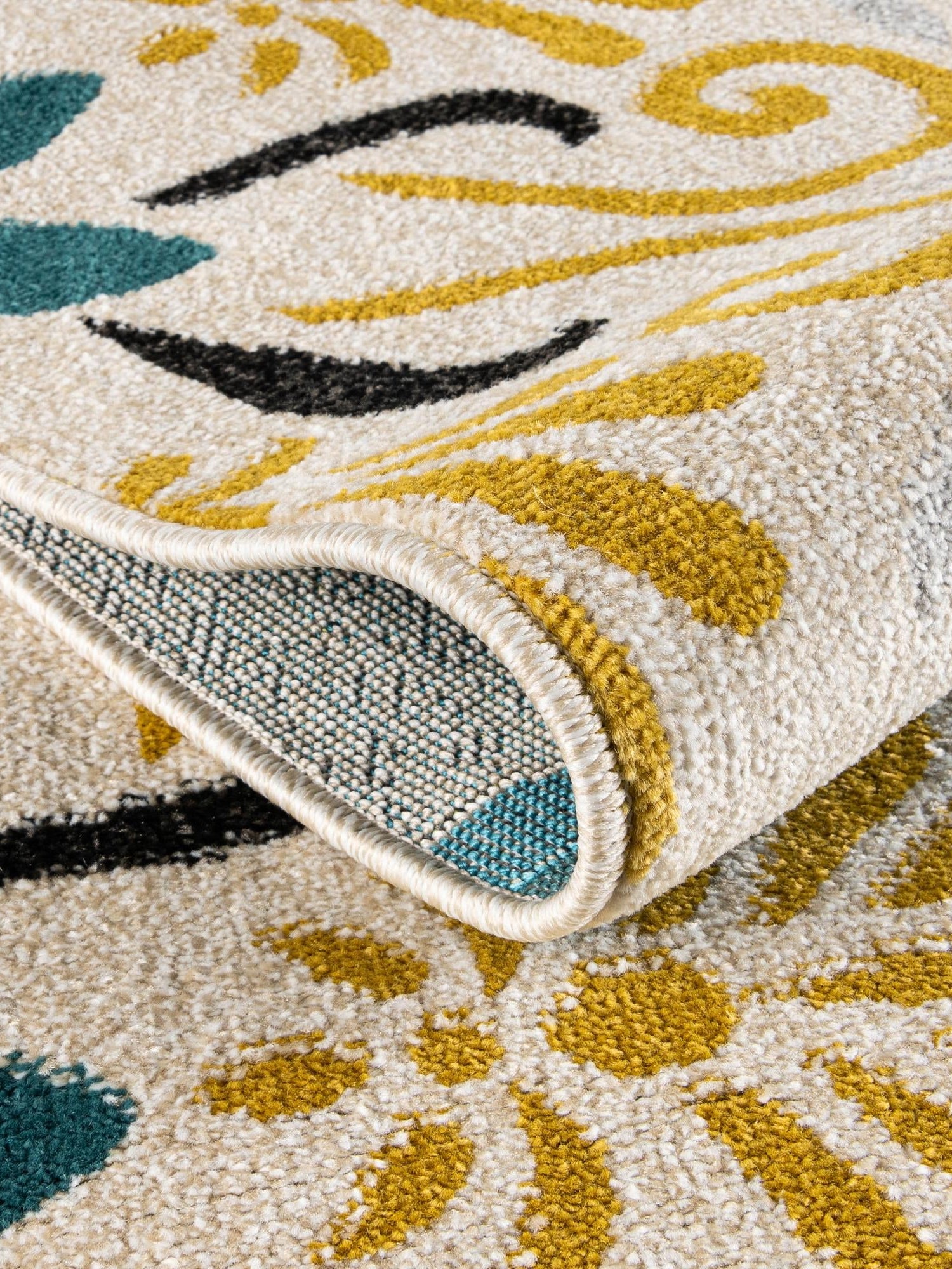 Cream 4' 1 x 6' 1 Outdoor Modern Rectangle Area Rug Weather Resistant for Patio, Deck, Terrace, Balcony, Porch 100% Polypropylene Modern Outside Carpet for Sale at Rug Engine