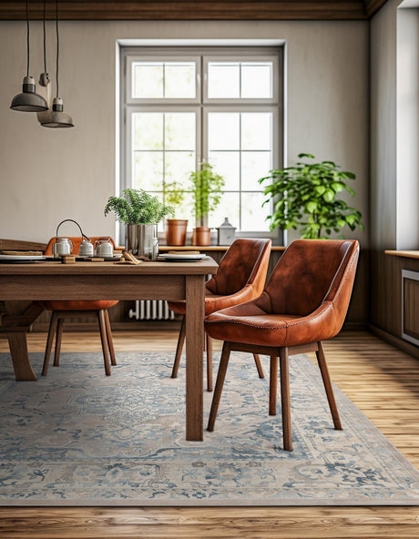 Dark Gray 8' x 8' Paris Square Area Rug Distressed Vintage Style Easy-Clean Carpet for Living Rooms, Kitchen, Bedrooms, Office, Dorms for Sale at Rug Engine