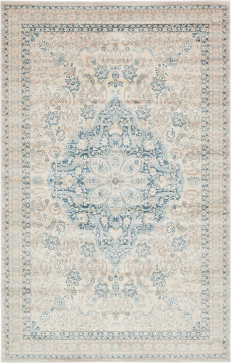 Beige 4' x 6' Paris Rectangle Area Rug Distressed Vintage Style Easy-Clean Carpet for Living Rooms, Kitchen, Bedrooms, Office, Dorms for Sale at Rug Engine