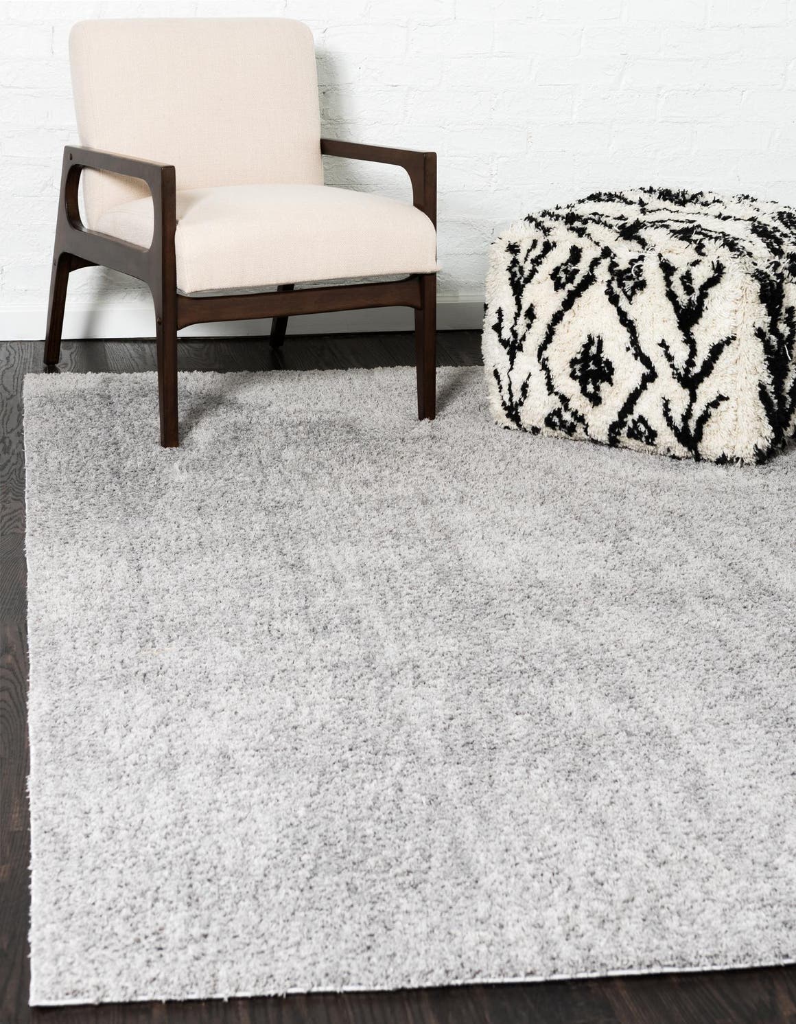 Light Gray 5' 1 x 8' Studio Solid Shag Rectangle Area Rug Thick Soft Touch Fluffy & Plush Shaggy Pile Single Color Durable Carpet for Minimalist Decor for Sale at Rug Engine