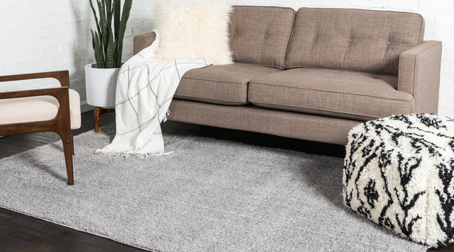 Light Gray 5' 1 x 8' Studio Solid Shag Rectangle Area Rug Thick Soft Touch Fluffy & Plush Shaggy Pile