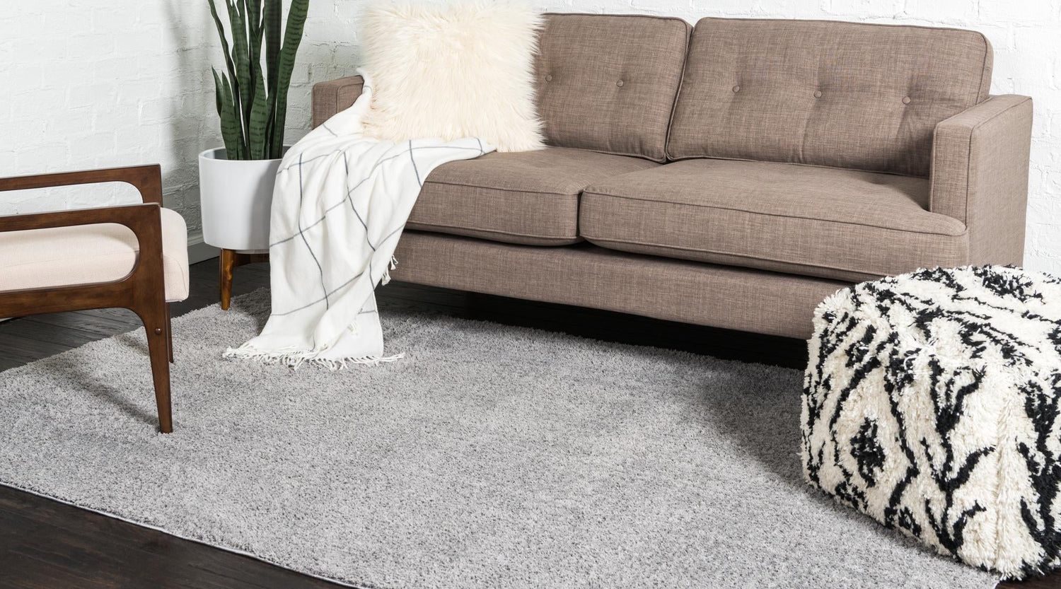 Light Gray 9' x 12' 2 Studio Solid Shag Rectangle Area Rug Thick Soft Touch Fluffy & Plush Shaggy Pile Single Color Durable Carpet for Minimalist Decor for Sale at Rug Engine