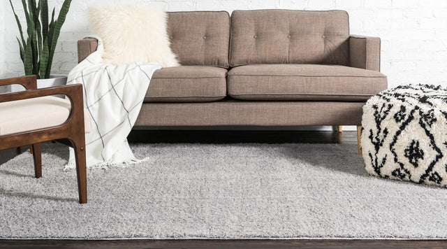 Light Gray 8' x 10' Studio Solid Shag Rectangle Rug