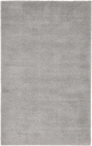 Light Gray 5' 1 x 8' Studio Solid Shag Rectangle Area Rug Thick Soft Touch Fluffy & Plush Shaggy Pile