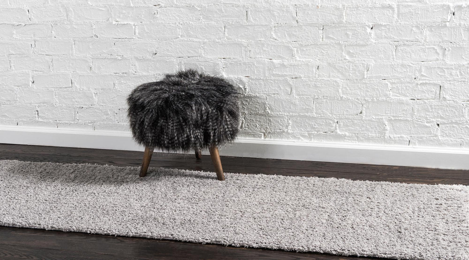 Light Gray 2' x 6' 9 Studio Solid Shag Runner Area Rug Thick Soft Touch Fluffy & Plush Shaggy Pile Single Color Durable Carpet for Minimalist Decor for Sale at Rug Engine