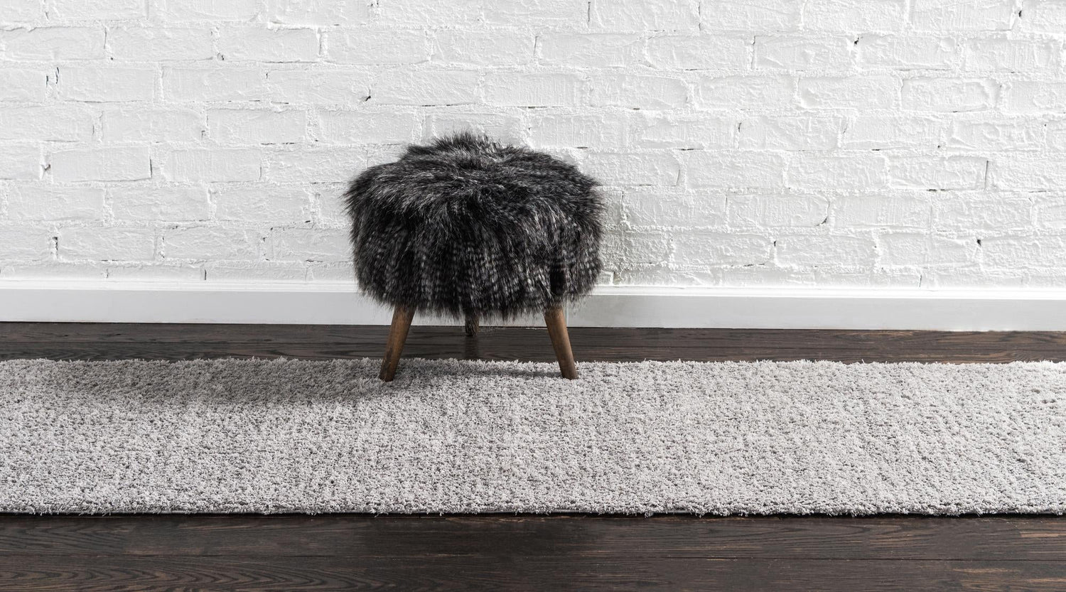Light Gray 2' x 6' 9 Studio Solid Shag Runner Area Rug Thick Soft Touch Fluffy & Plush Shaggy Pile Single Color Durable Carpet for Minimalist Decor for Sale at Rug Engine