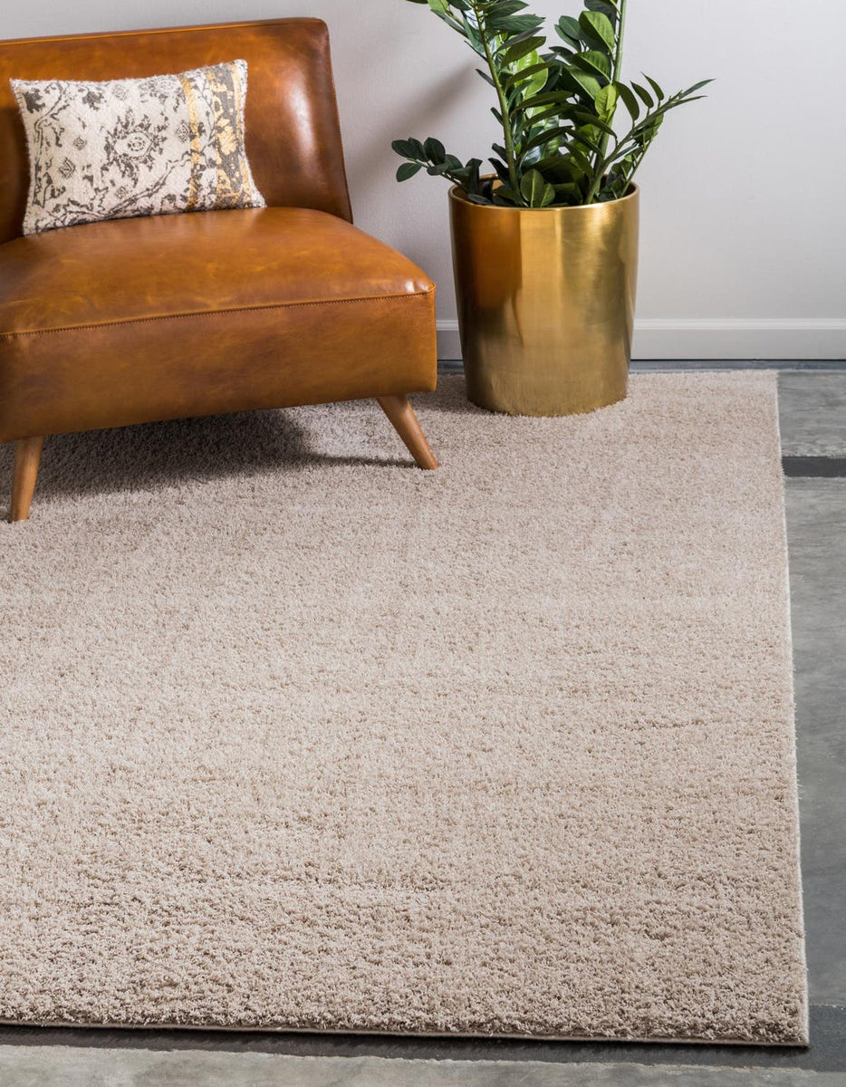 Taupe 8' x 10' Studio Solid Shag Rectangle Area Rug Thick Soft Touch F ...