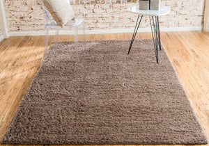 Brown 8' x 10' Studio Solid Shag Rectangle Rug