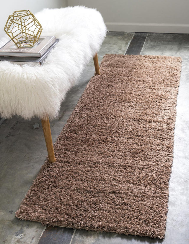 Brown 2' 7 x 10' Studio Solid Shag Runner Area Rug Thick Soft Touch Fluffy & Plush Shaggy Pile
