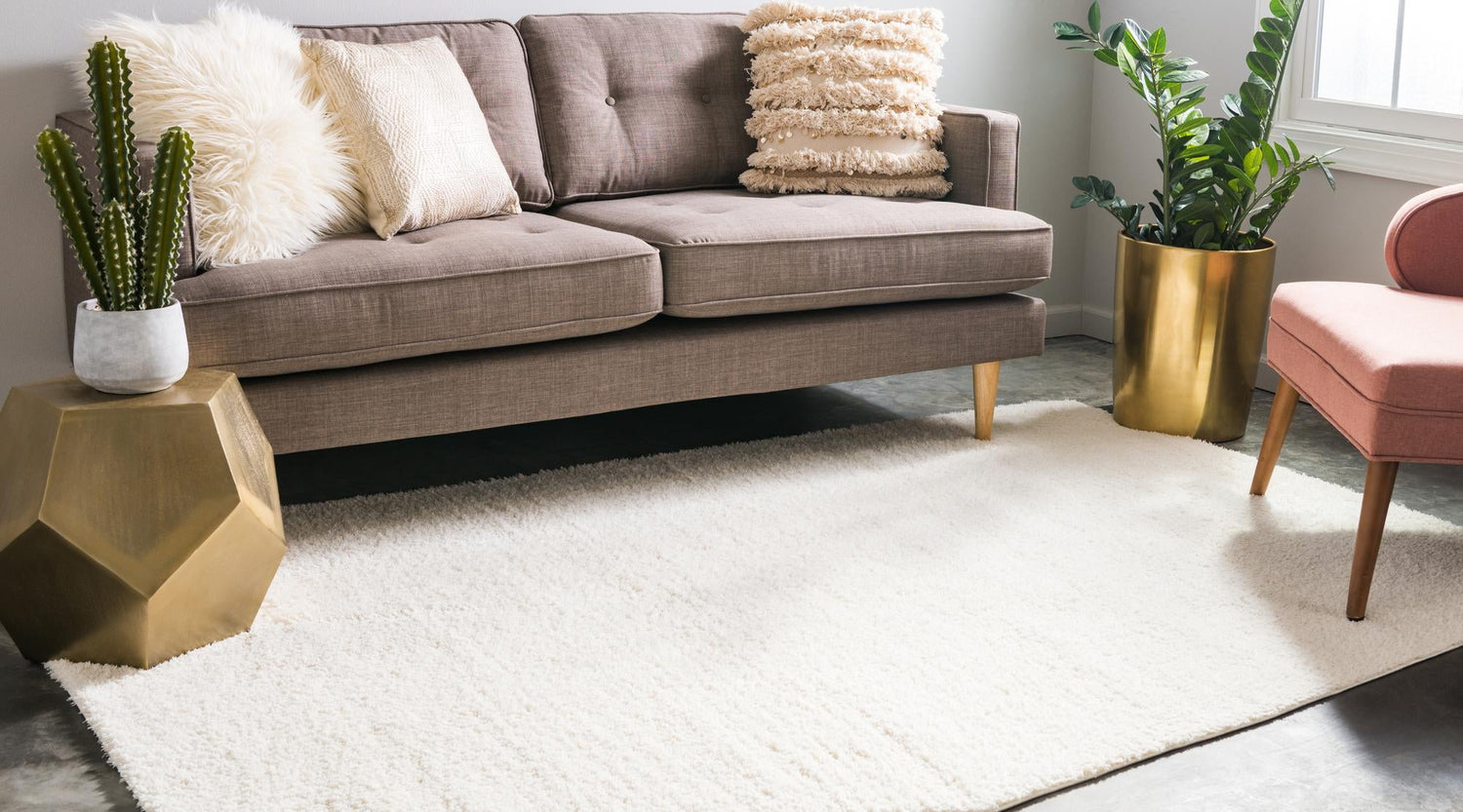 White 8' x 10' Studio Solid Shag Rectangle Area Rug Thick Soft Touch Fluffy & Plush Shaggy Pile Single Color Durable Carpet for Minimalist Decor for Sale at Rug Engine